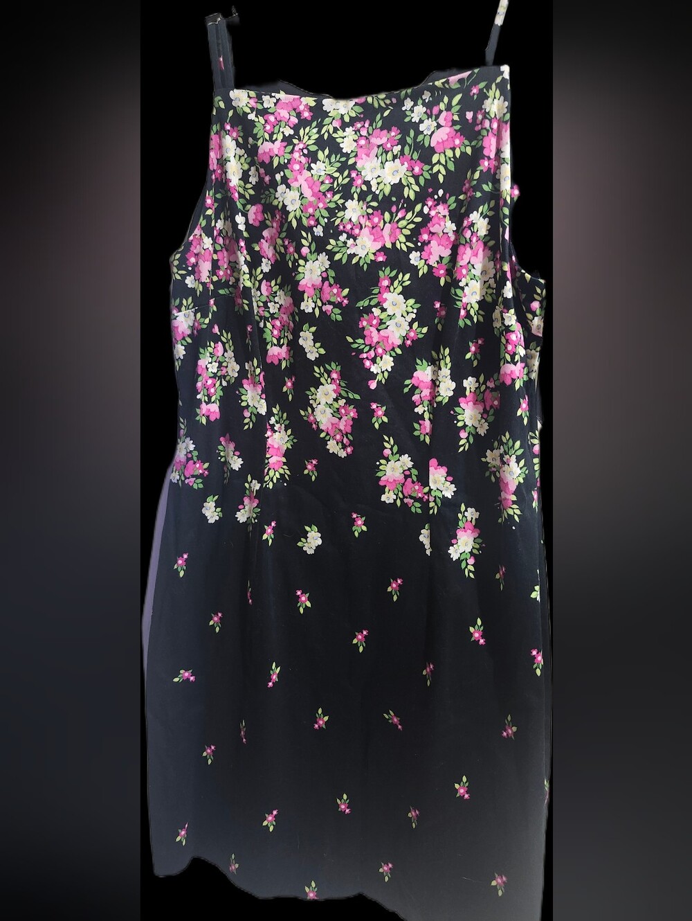 Amanda Smith Black Floral Slip Dress with Pink & White Blooms